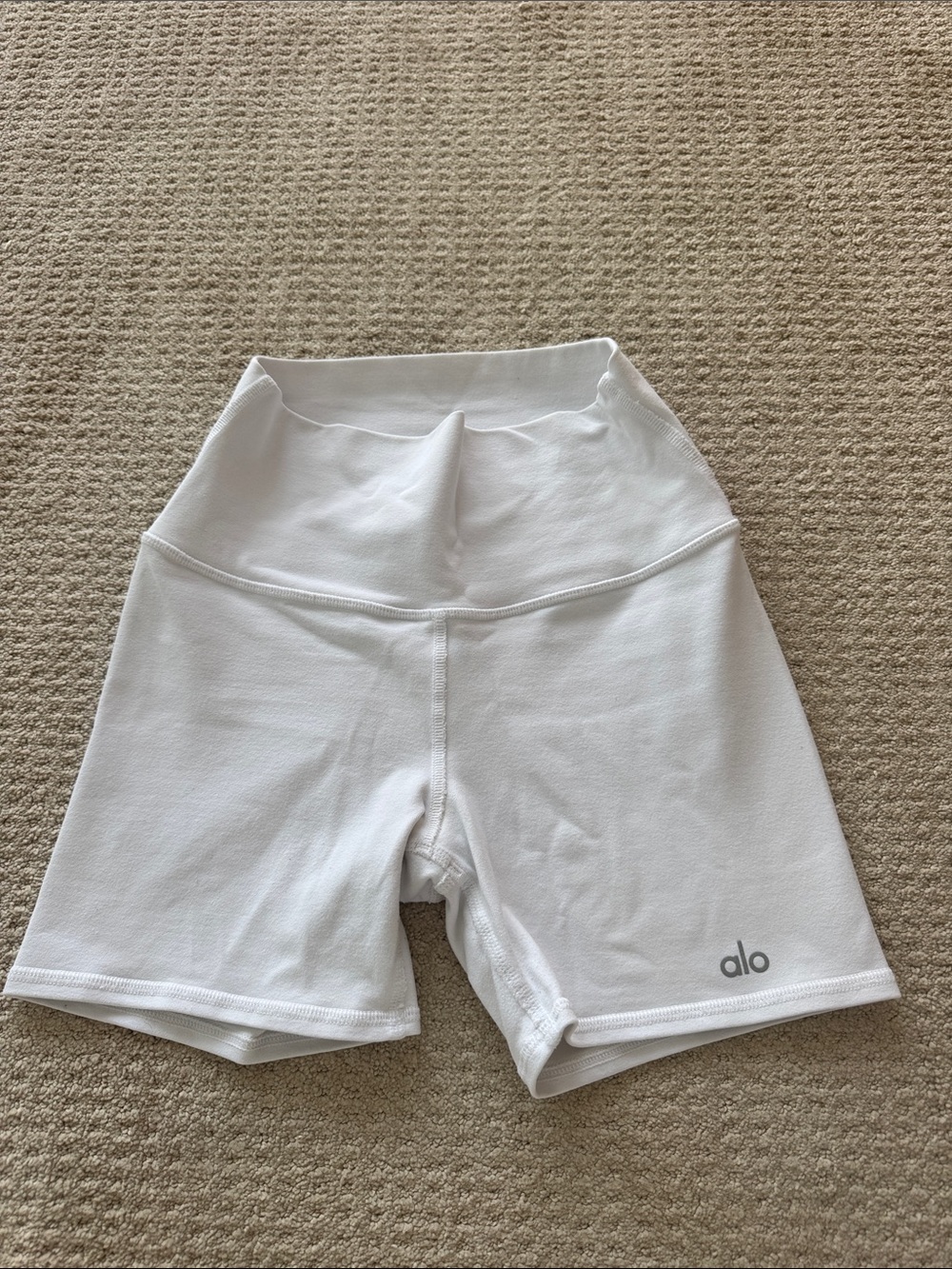 ALO Yoga White High-Waist Bike Shorts
